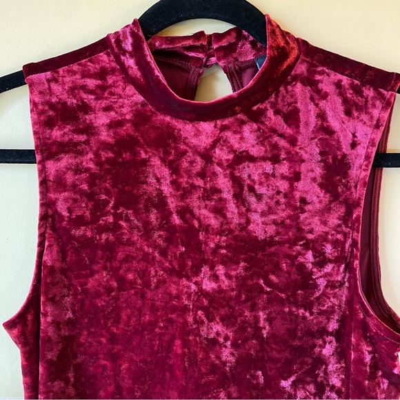 Modcloth Crushed Red Velvet Mini Dress - Size Medium - Picture 2 of 12